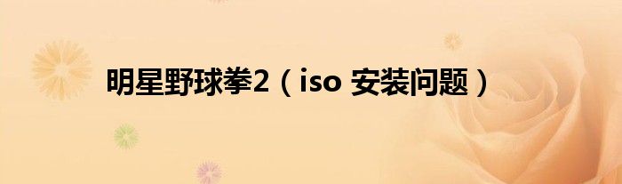 明星野球拳2（iso 安装问题）