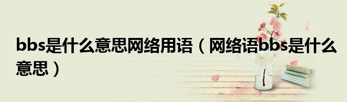 bbs是什么意思网络用语（网络语bbs是什么意思）