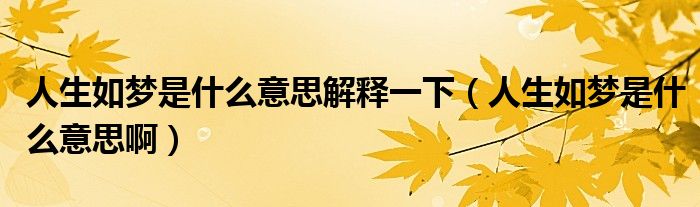 人生如梦是什么意思解释一下（人生如梦是什么意思啊）
