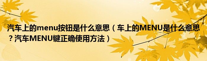 汽车上的menu按钮是什么意思（车上的MENU是什么意思？汽车MENU键正确使用方法）
