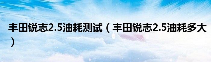 丰田锐志2.5油耗测试（丰田锐志2.5油耗多大）