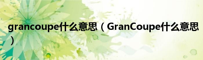 grancoupe什么意思（GranCoupe什么意思）