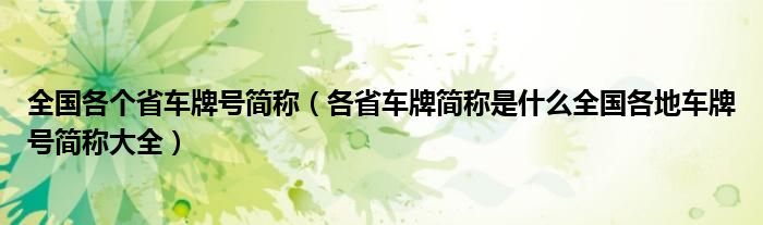 全国各个省车牌号简称（各省车牌简称是什么全国各地车牌号简称大全）