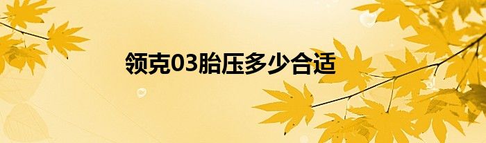 领克03胎压多少合适