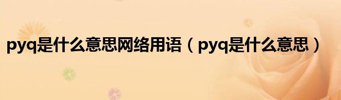 pyq是什么意思网络用语（pyq是什么意思）