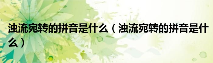 浊流宛转的拼音是什么（浊流宛转的拼音是什么）