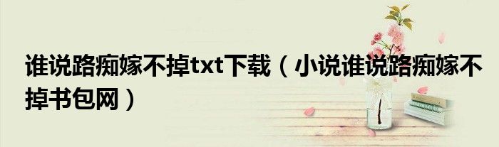 谁说路痴嫁不掉txt下载（小说谁说路痴嫁不掉书包网）