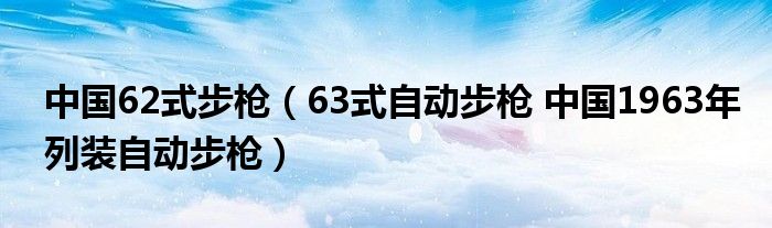中国62式步枪（63式自动步枪 中国1963年列装自动步枪）