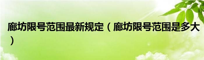 廊坊限号范围最新规定（廊坊限号范围是多大）