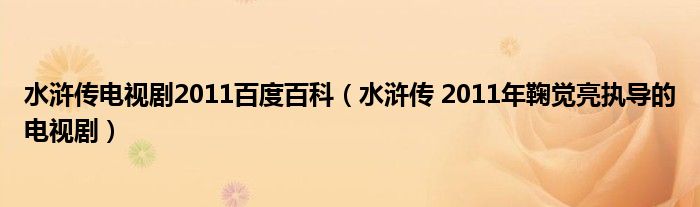 水浒传电视剧2011百度百科（水浒传 2011年鞠觉亮执导的电视剧）