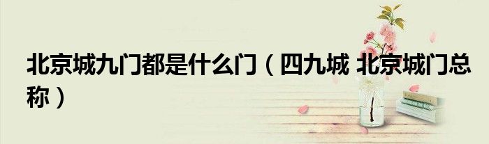 北京城九门都是什么门（四九城 北京城门总称）