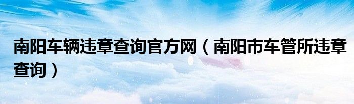 南阳车辆违章查询官方网（南阳市车管所违章查询）