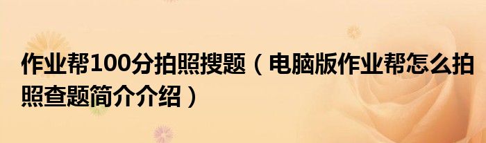 作业帮100分拍照搜题（电脑版作业帮怎么拍照查题简介介绍）