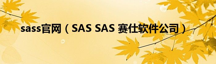 sass官网（SAS SAS 赛仕软件公司）