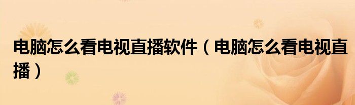 电脑怎么看电视直播软件（电脑怎么看电视直播）