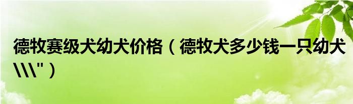 德牧赛级犬幼犬价格（德牧犬多少钱一只幼犬\"）