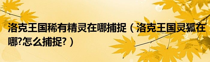 洛克王国稀有精灵在哪捕捉（洛克王国灵狐在哪?怎么捕捉?）