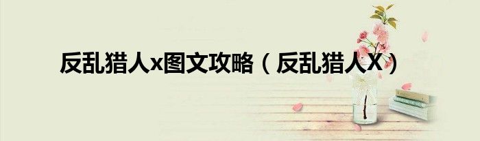 反乱猎人x图文攻略（反乱猎人X）