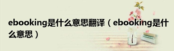 ebooking是什么意思翻译（ebooking是什么意思）
