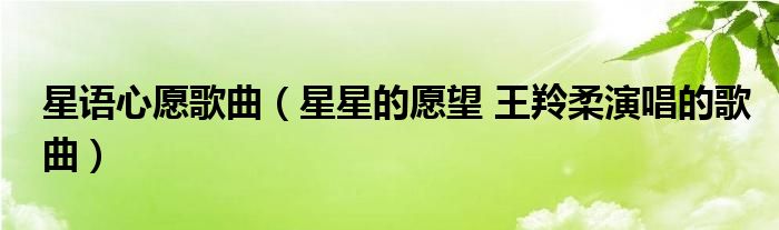 星语心愿歌曲（星星的愿望 王羚柔演唱的歌曲）