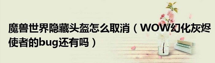 魔兽世界隐藏头盔怎么取消（WOW幻化灰烬使者的bug还有吗）