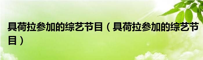 具荷拉参加的综艺节目（具荷拉参加的综艺节目）