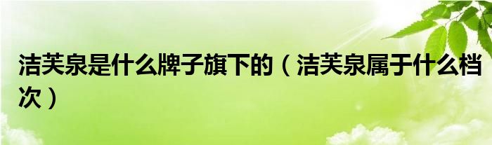 洁芙泉是什么牌子旗下的（洁芙泉属于什么档次）