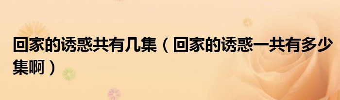 回家的诱惑共有几集（回家的诱惑一共有多少集啊）