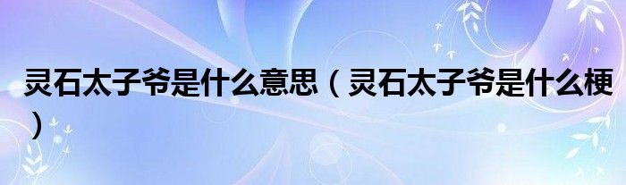 灵石太子爷是什么意思（灵石太子爷是什么梗）