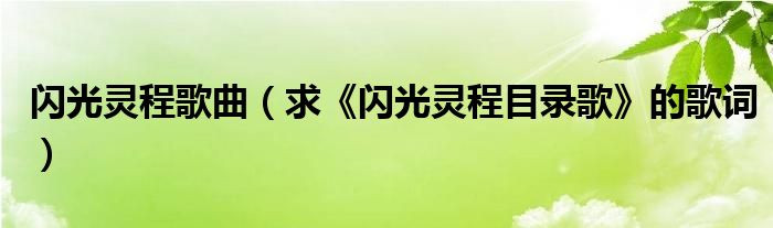 闪光灵程歌曲（求《闪光灵程目录歌》的歌词）