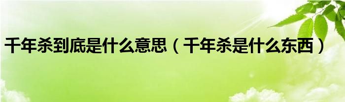 千年杀到底是什么意思（千年杀是什么东西）