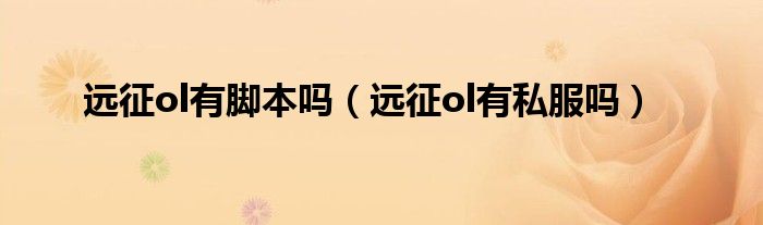 远征ol有脚本吗（远征ol有私服吗）
