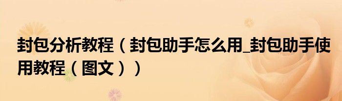 封包分析教程（封包助手怎么用_封包助手使用教程（图文））