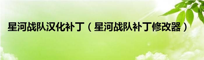 星河战队汉化补丁（星河战队补丁修改器）