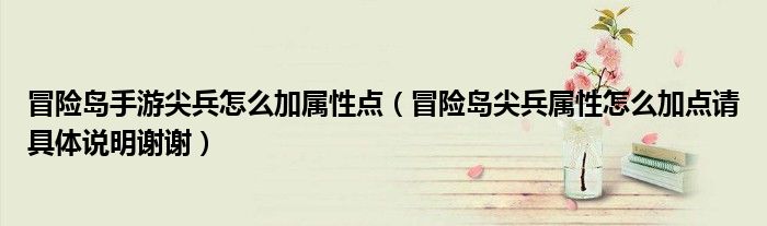 冒险岛手游尖兵怎么加属性点（冒险岛尖兵属性怎么加点请具体说明谢谢）