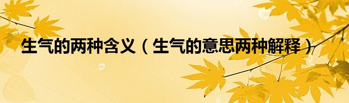 生气的两种含义（生气的意思两种解释）