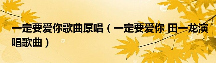 一定要爱你歌曲原唱（一定要爱你 田一龙演唱歌曲）