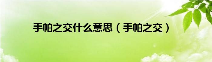手帕之交什么意思（手帕之交）