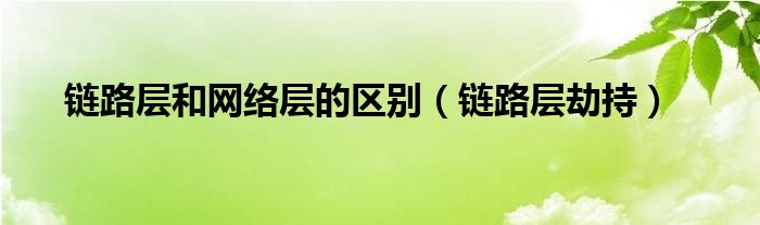 链路层和网络层的区别（链路层劫持）