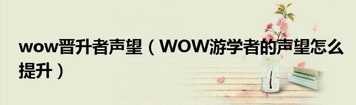 wow晋升者声望（WOW游学者的声望怎么提升）