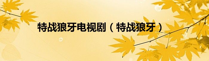 特战狼牙电视剧（特战狼牙）