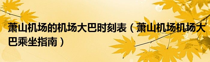 萧山机场的机场大巴时刻表（萧山机场机场大巴乘坐指南）