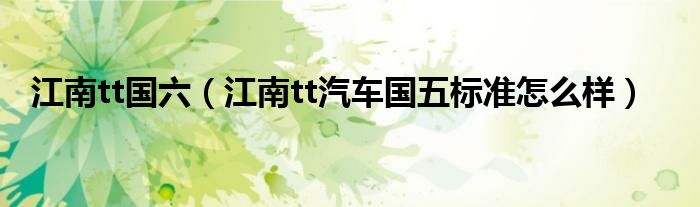 江南tt国六（江南tt汽车国五标准怎么样）