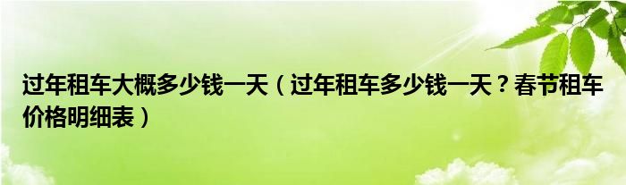 过年租车大概多少钱一天（过年租车多少钱一天？春节租车价格明细表）
