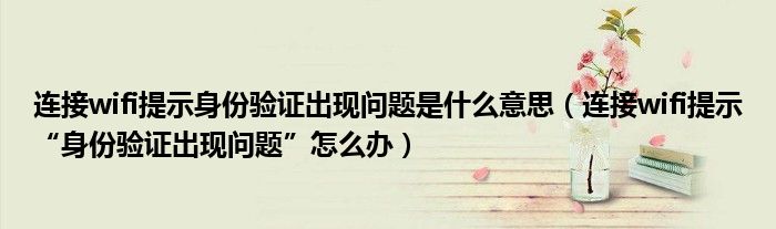 连接wifi提示身份验证出现问题是什么意思（连接wifi提示“身份验证出现问题”怎么办）