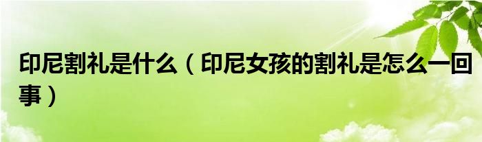 印尼割礼是什么（印尼女孩的割礼是怎么一回事）