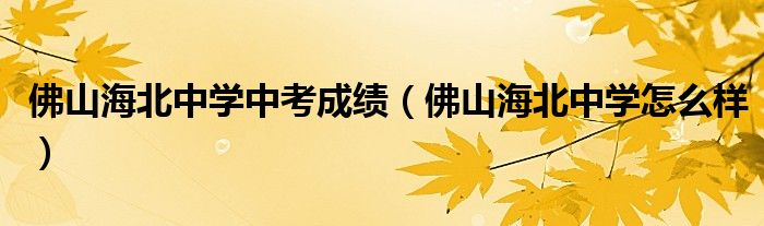 佛山海北中学中考成绩（佛山海北中学怎么样）