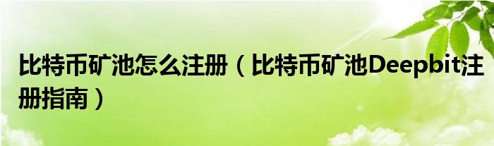 比特币矿池怎么注册（比特币矿池Deepbit注册指南）