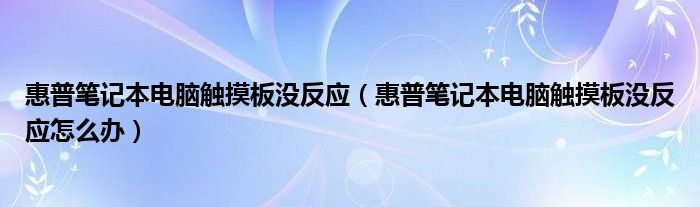 惠普笔记本电脑触摸板没反应（惠普笔记本电脑触摸板没反应怎么办）