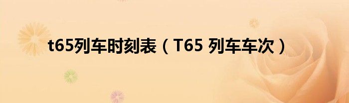 t65列车时刻表（T65 列车车次）
